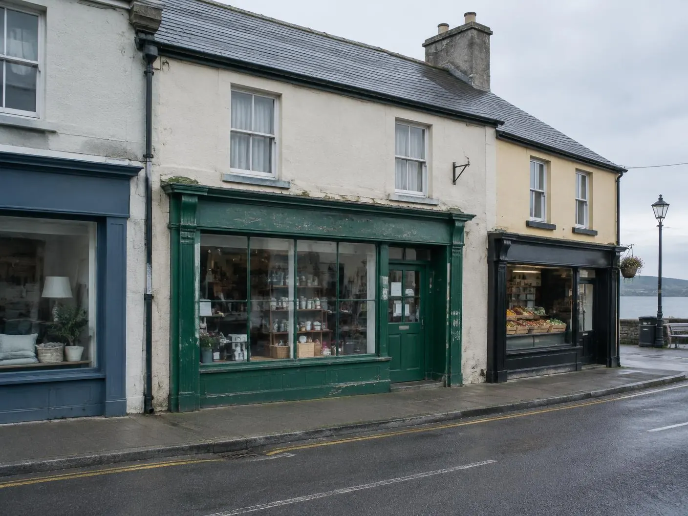 A traditional small business shopfront on an Irish coastal town street